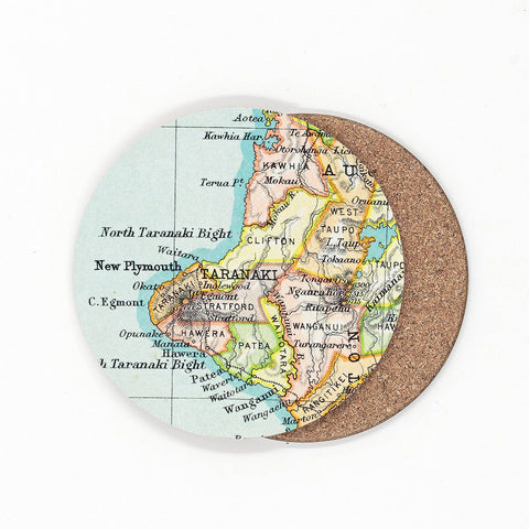 Coaster - Vintage Map of Taranaki Coasters 100% NZ