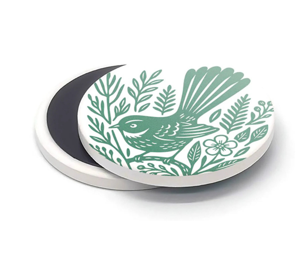 Woodcut Fantail Ceramic Magnet