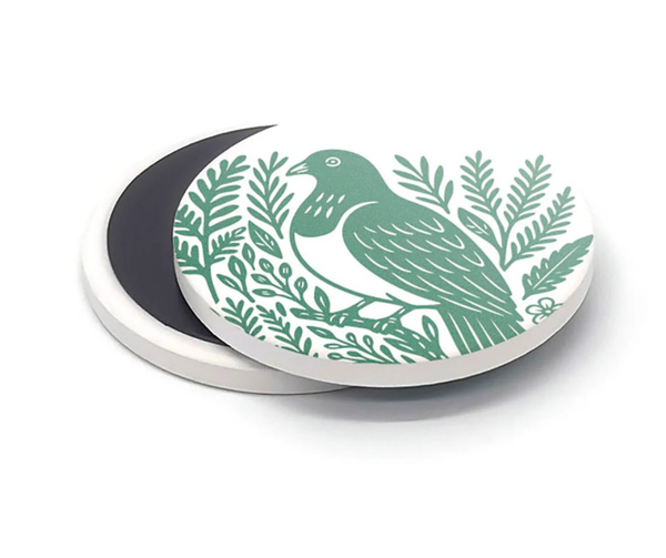 Woodcut Kereru Ceramic Magnet