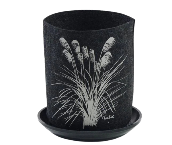 Toetoe On Dark Grey Ecofelt Grow Bag