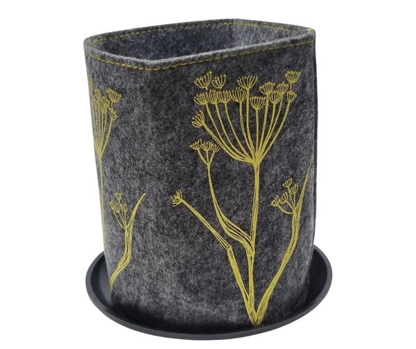 Fennel Yellow On Grey Ecofelt Grow Bag