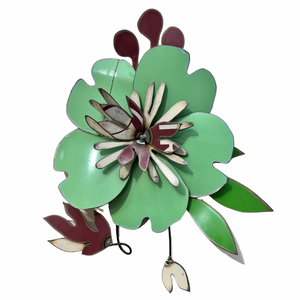 Metal Flower Corsage - Mint Poppy