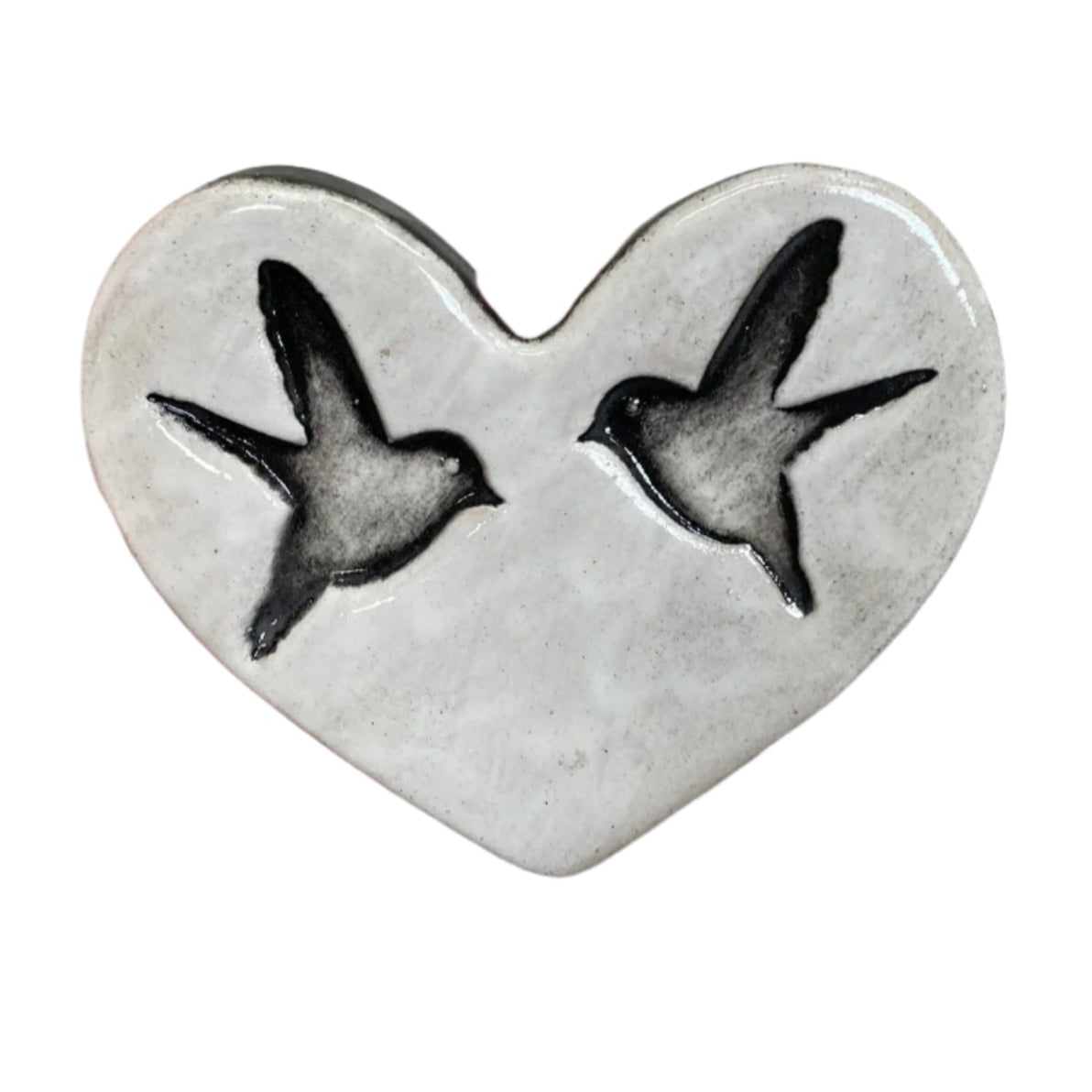 Two Birds White Ceramic Heart Tile Wall Art M Ceramics