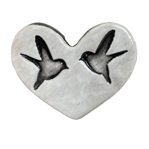 Two Birds White Ceramic Heart Tile Wall Art M Ceramics