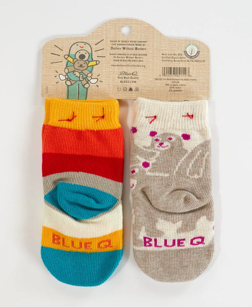 Hello I'm New Here/ Have You Ever Tried Screaming??? Baby Socks Socks BlueQ