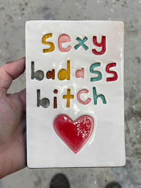 Sexy Badass Bitch Rectangle Tile Wall Art M Ceramics