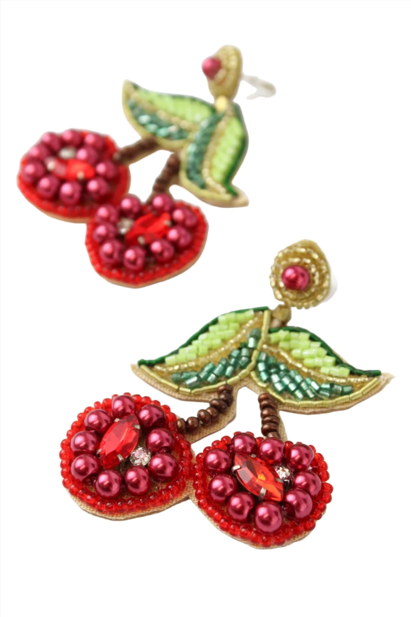 Red Cherry Beaded Earrings Earrings My Doris