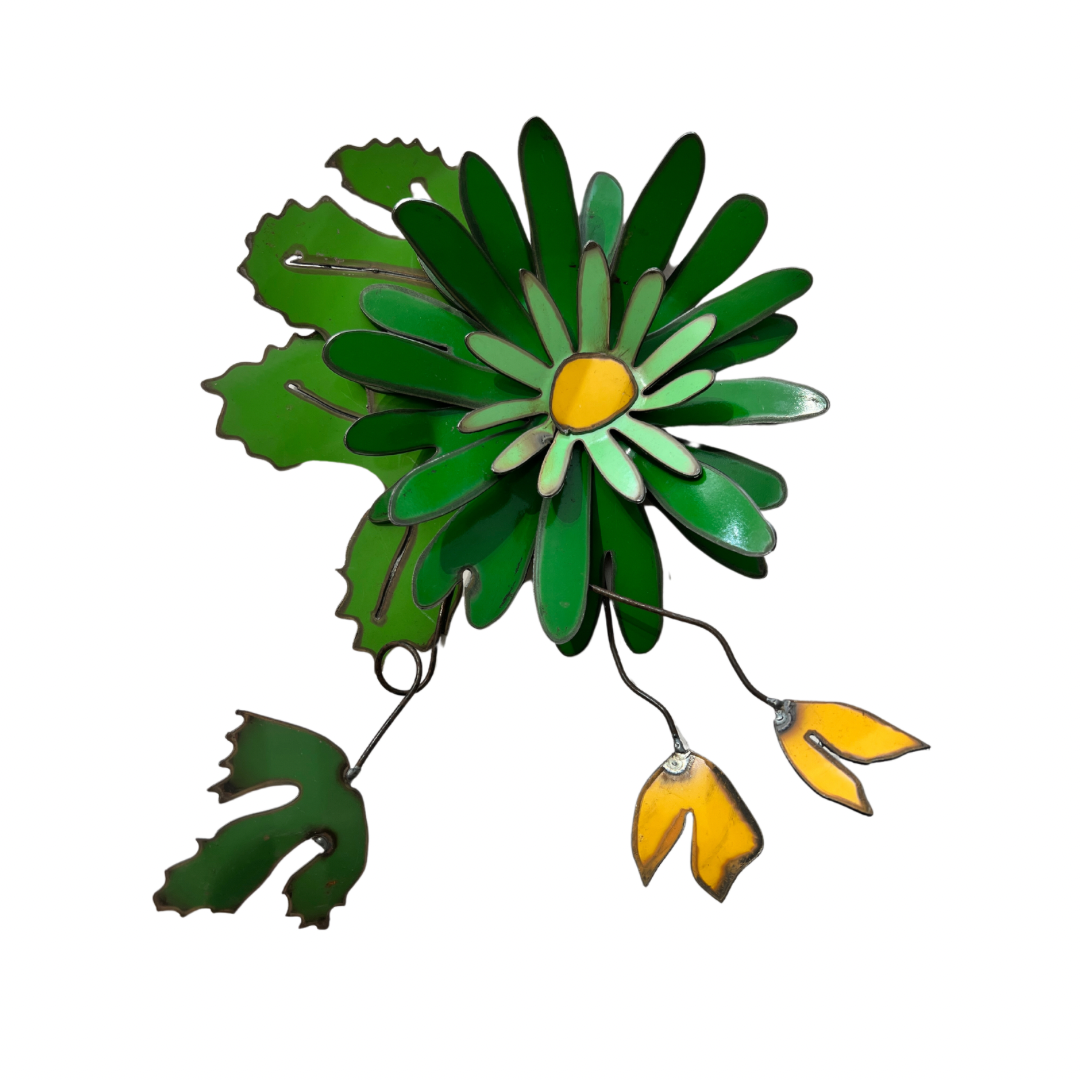 Metal Flower Corsage - Green Daisy