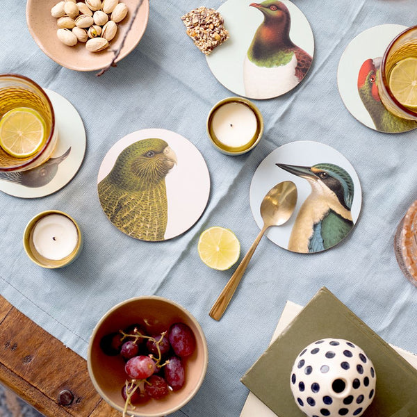 Hushed Birds Box of 6 Coasters Coaster 100% NZ