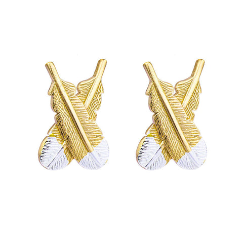 Huia Crossed Feather – Earrings Earrings Little Taonga Gold Silver Tip