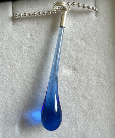 Droplet Glass Necklace - Sky Blue
