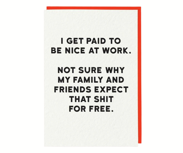 Card - Be Nice At Work Greeting Card Redback Cards