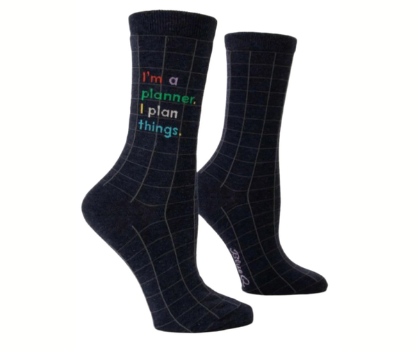 I'm A Planner. I Plan Things. Crew Socks Socks BlueQ