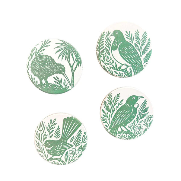 Woodcut Kiwi Ceramic Magnet