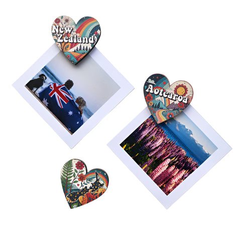 Magnet Pop Outs - Heart, Aotearoa, NZ set Wall Art Crystal Ashley
