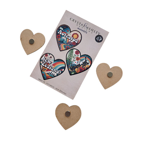 Magnet Pop Outs - Heart, Aotearoa, NZ set Wall Art Crystal Ashley