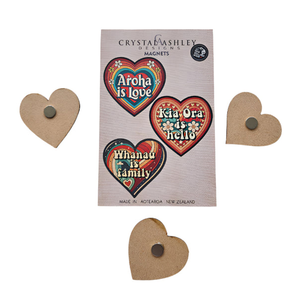 Magnet Pop Outs - Heart, Aroha, Whanau Set Wall Art Crystal Ashley