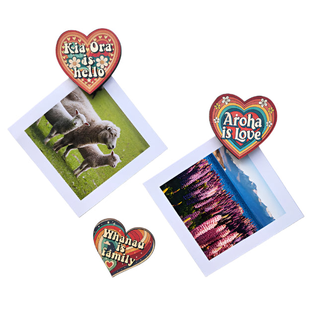Magnet Pop Outs - Heart, Aroha, Whanau Set Wall Art Crystal Ashley