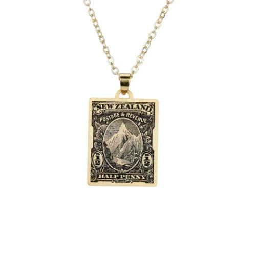 Aoraki Mt Cook – 1898 Pictorial Stamp Necklace Necklaces Little Taonga