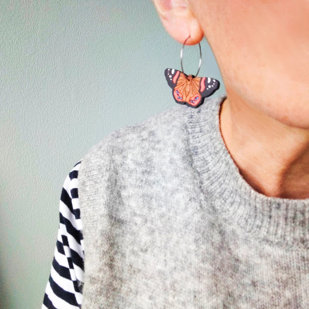 Red Admiral Butterfly Rimu Earrings Earrings Natty