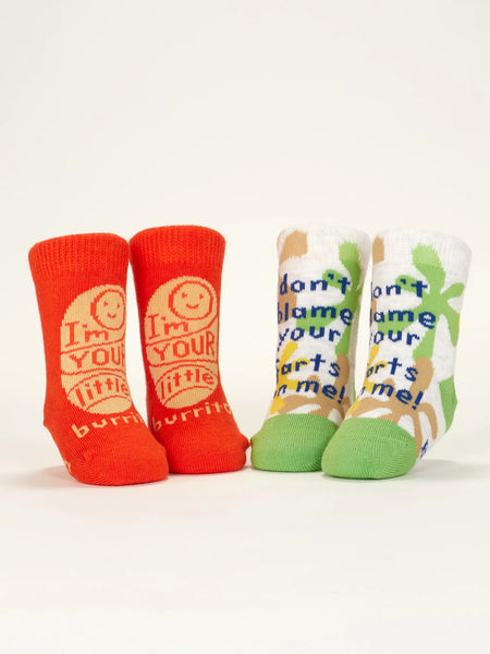 I'm Your Little Burrito/ Don't Blame Your Farts On Me Baby Socks Socks BlueQ