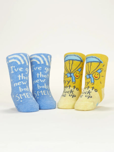 I've Got That New Baby Small/ Try Not To Fuck Me Up Baby Socks Socks BlueQ