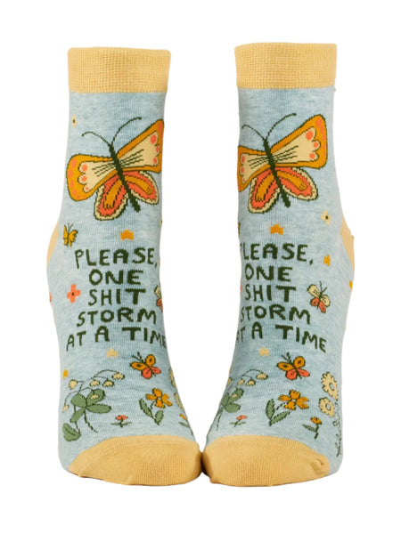 Please, One Shitstorm At A Time Ankle Socks Socks BlueQ