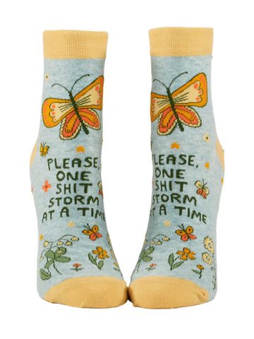 Please, One Shitstorm At A Time Ankle Socks Socks BlueQ