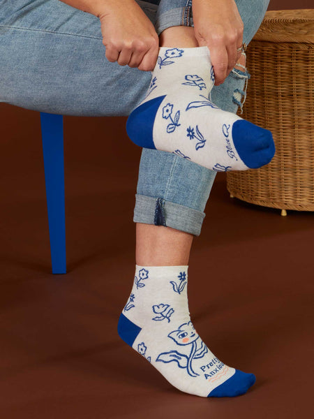 Pretty Anxious Ankle Socks Socks BlueQ