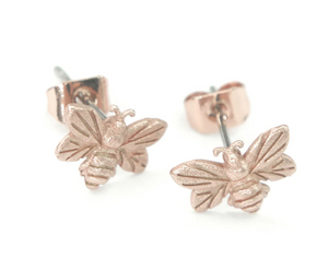 Honey Bee Studs Earrings Little Taonga Rose Gold