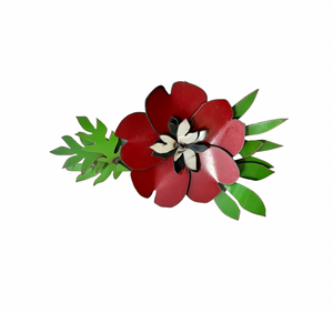 Metal Flower Corsage - Red Poppy