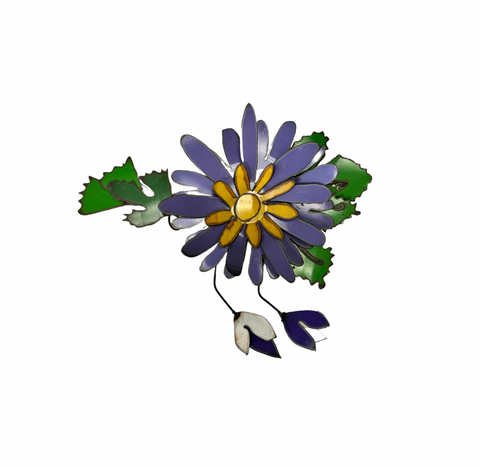 Metal Flower Corsage - Purple Daisy
