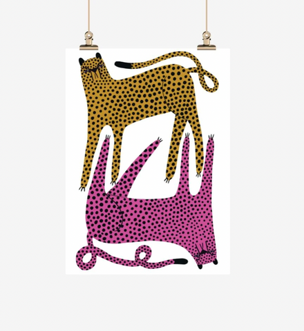 Two 'Happy' Cheetahs - Tea Towel