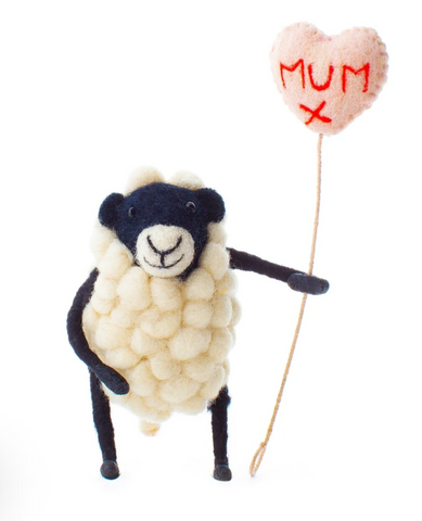 Sheep with Mum Heart Balloon