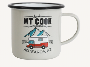 Mt Cook Campground Enamel Mug - Grey