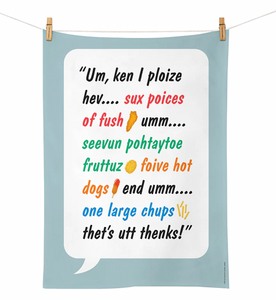 Glenn Jones - Fush & Chups - Tea Towel Tea Towel 100% NZ