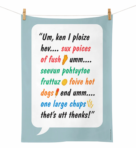 Glenn Jones - Fush & Chups - Tea Towel Tea Towel 100% NZ