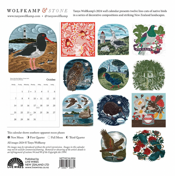 Birds Of New Zealand 2024 Wall Calendar