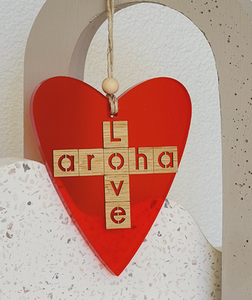 Hanging Ornament - Heart Aroha + Love