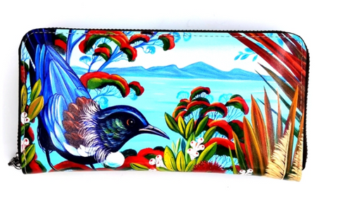 Leather Wallet - Tui Pohutakawa wallet AM Trading