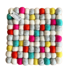 Square Felt Ball Pot Stand - Candy
