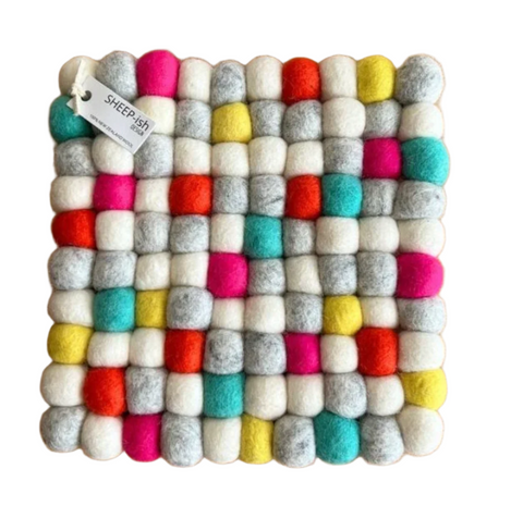 Square Felt Ball Pot Stand - Candy