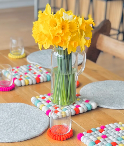 Square Felt Ball Pot Stand - Candy