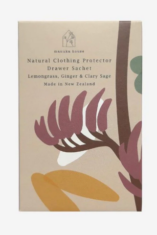 Native NZ design - Drawer Sachet - Lemongrass, Ginger and Clary Sage