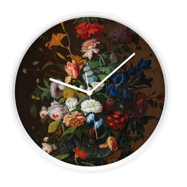 Vintage Flowers Wooden Frame Clock Clock 100% NZ White Frame