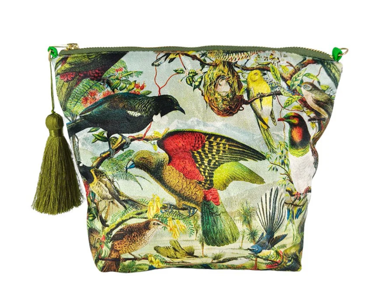 NZ Native Birds - Velvet Cosmetic Bag Cosmetic Bag 100% NZ