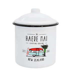 Enamel Canister - Haere Mai Canister Moana Road