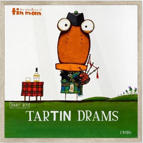 Tartin Drams - Boxed Frame Print Art Print Tony Cribb Metalic 15.5 x 15.5cm Notecard