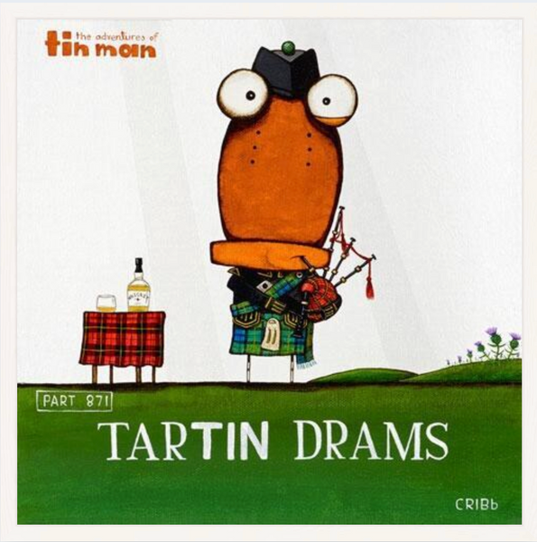 Tartin Drams - Boxed Frame Print Art Print Tony Cribb White 15.5 x 15.5cm Notecard