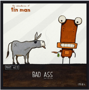 Bad Ass - Boxed Frame Print Art Print Tony Cribb Black 15.5 x 15.5cm Notecard